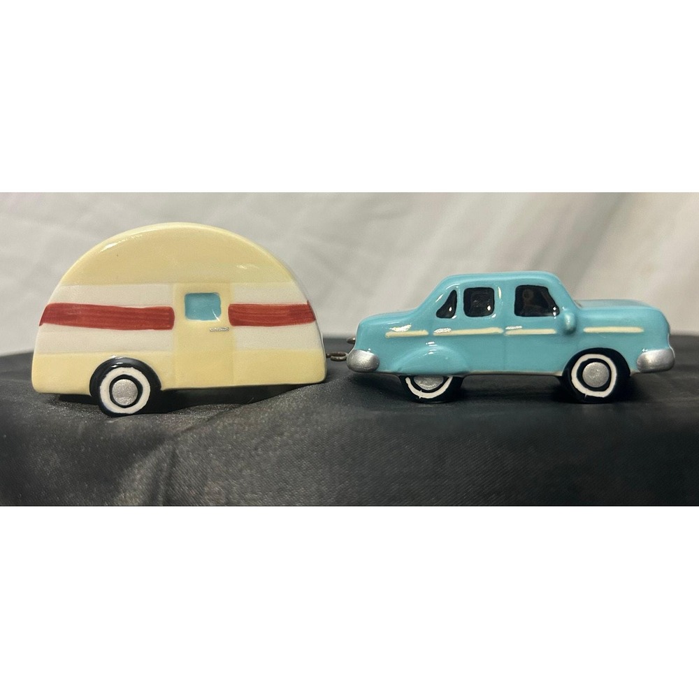 Midwest of Cannon Falls Car Trailer Salt Pepper Shaker Set - 1950s Hand Painted